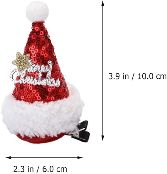 8 stk. Mini Julehat Hårklemme Glitter Nissehue Hårbøjle til Børn og Voksne