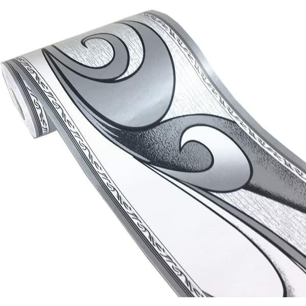 ELLE. Dekorativ Väggdekor Vågmönster Silvergrå 10 cm x 9 m
