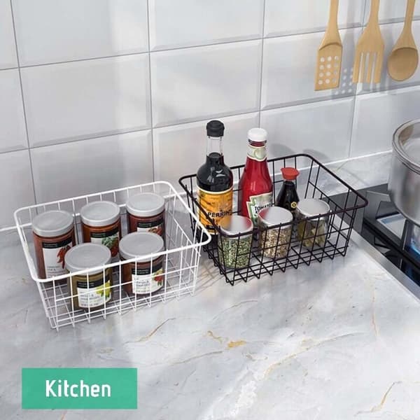 Wire basket with liner, 1-pack wire baskets for storage, storage basket for kitchen cabinet A