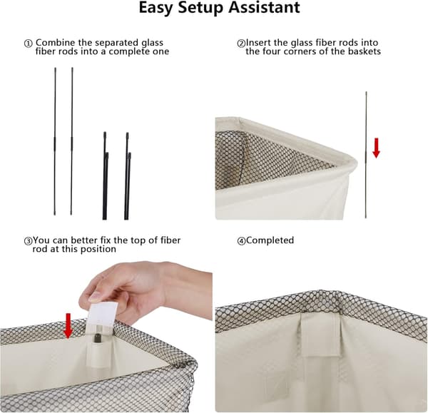 2-pack Slim Laundry Basket, Foldable Laundry Hamper, Slim Dirty Clothes Storage, Slim Foldable Laundry Bag, Space Saving Basket Beige Beige Beige