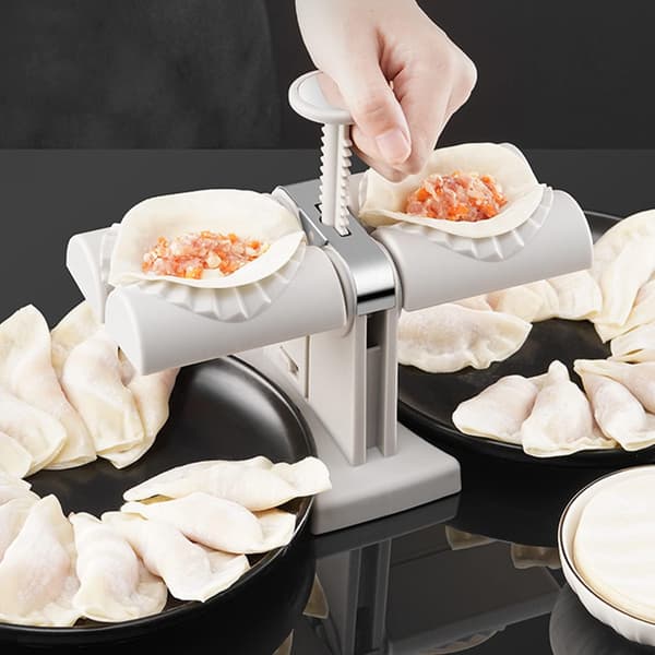 Automatic Dumpling Maker, Household Double Head Dumpling Machine Mold, Stainless Steel Kitchen Tool for Dumplings, Wrap Two at a Time