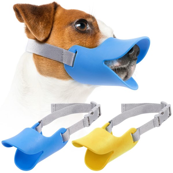 Anti-bitande anka munform, hundmunskydd Anti-Called Muzzle masker husdjur munuppsättning bitsäker silikonmaterial S yellow