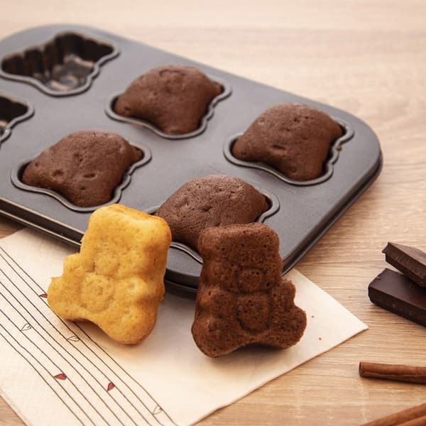 Bakform for seks bjørneformede kaker, non-stick karbonstål