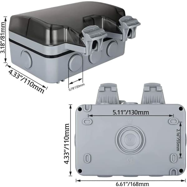Waterproof Outdoor Socket IP66, Weatherproof and Dustproof Power Socket for Kitchen, Bathroom, Garage, Pool - SHINING HOUSE