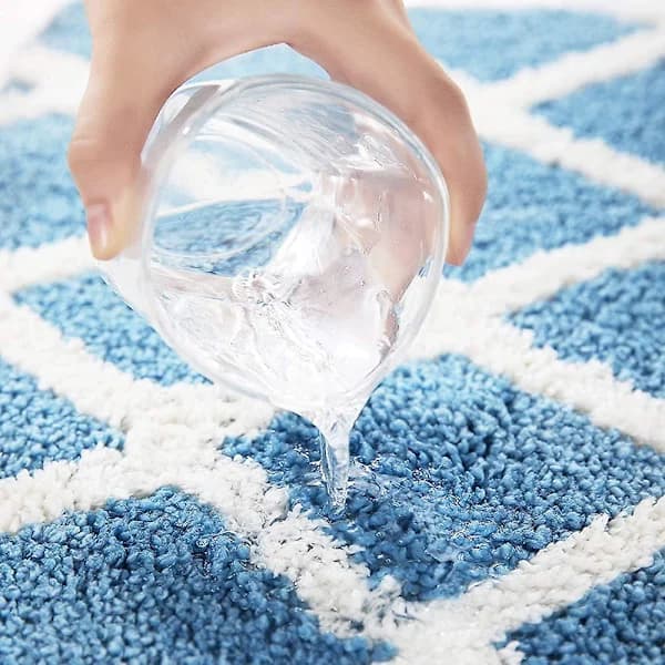 2-piece Bathroom Mat Set, Machine Washable Microfiber Non-Slip Absorbent Bath Rugs for Bathroom Kitchen Living Room (Blue)