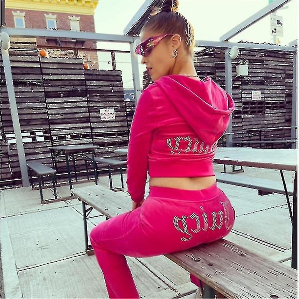 Dame Velvet Juicy Joggedress Couture Joggedress Todelt sett Couture Sweatsuits ROSE RED L
