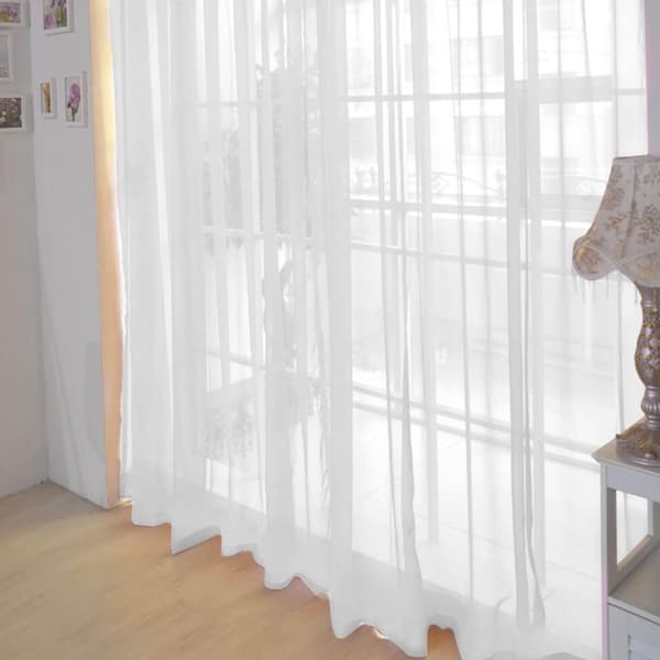 2 paneler vita voile-gardiner 190 cm för sovrum och vardagsrum