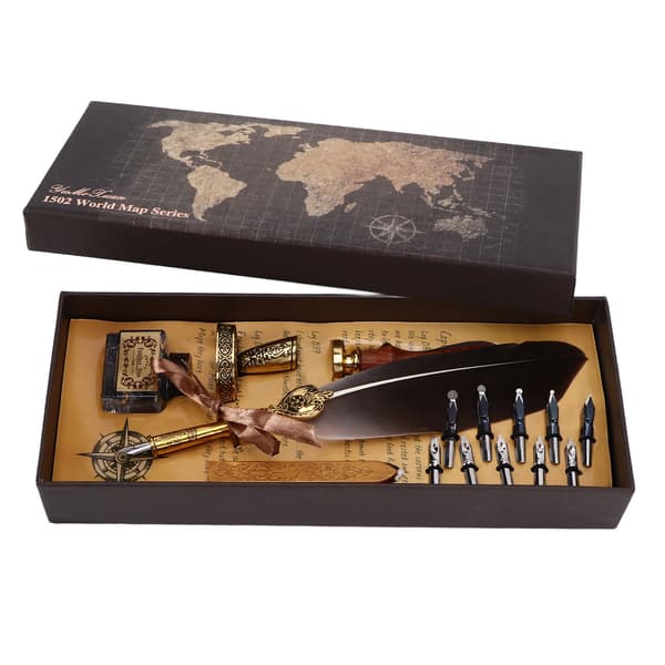 Calligraphy Pen Retro Style Reliable Durable Replaceable Nibs Attractive Decorative Writing Tool for Gift Brown