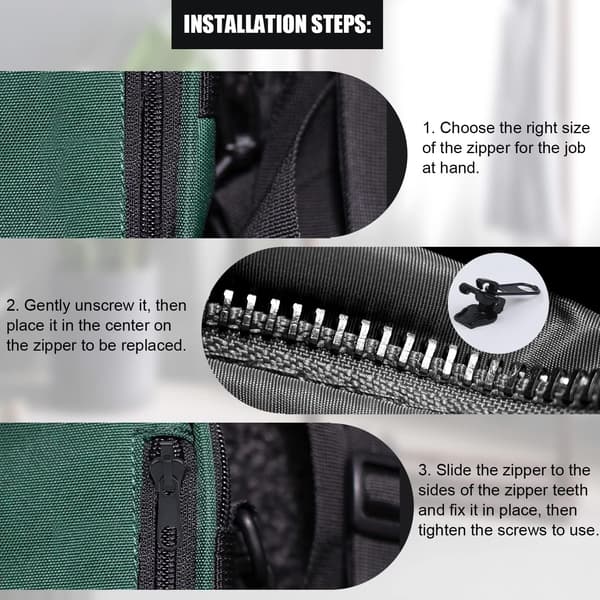 12 stk. Clip-on glidelåstrekkere, utskiftbare glidelåshoder for jakke, kåpe, koffert (svart)