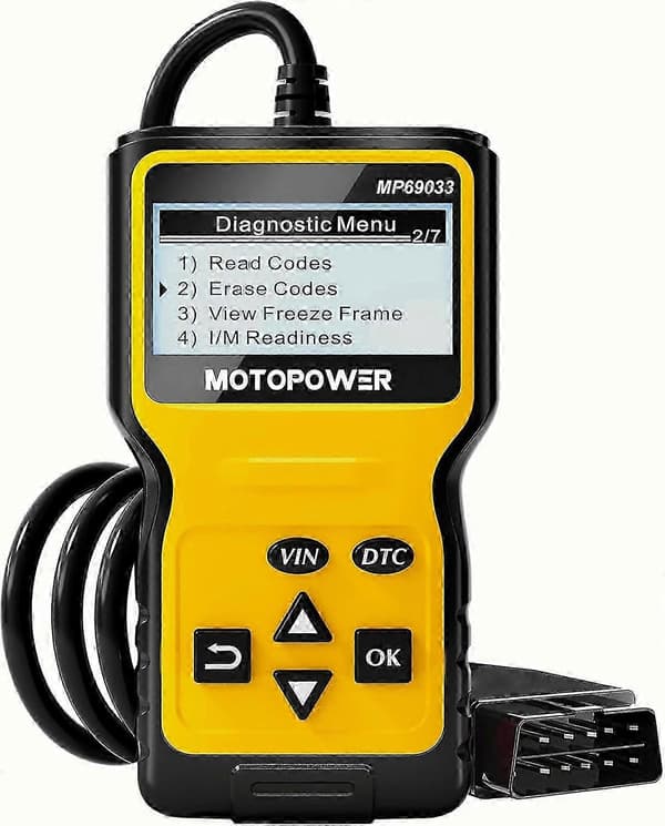 MOTOPOWER MP69033 Car OBD2 Scanner Code Reader Engine Fault Code Reader CAN Diagnostic Scan Tool for All OBD II Protocol Cars Since 1996, Yellow