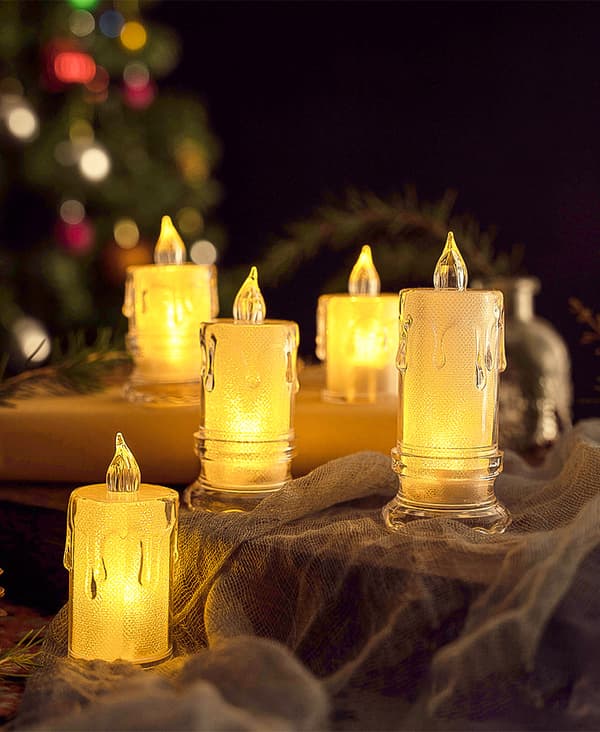 Flammefri LED-lys, batteridrevet julelys til juledekoration, 1 stk.