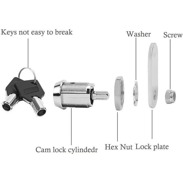 Lock, cylinder lock, security bolt for mailbox cylinder with identical keys (20mm)