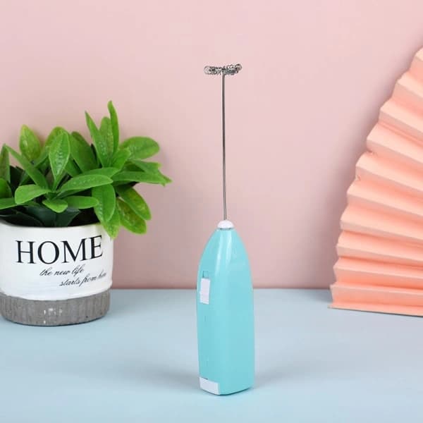 Milk Frother Whisk Electric Handheld Foaming Coffee Mixer Mini Kitchen Egg Beater Blue