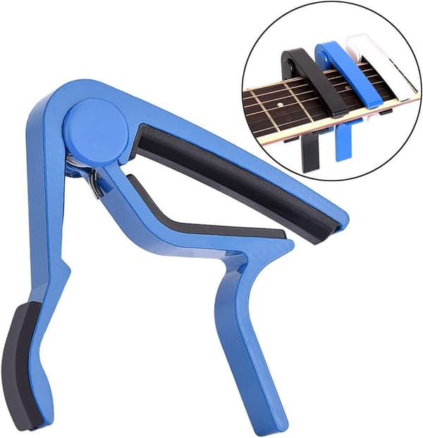 Acoustic Guitar Capo (Blue), 8.3*8.8 cm Portable Quick Change, Scratch-Free