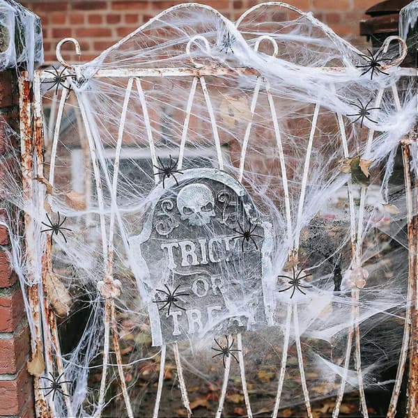 Halloween-dekorationer 40 G Stræk Edderkoppespind og 100 Små Edderkopper Halloweenfest til Have (stræk Edderkoppespind)