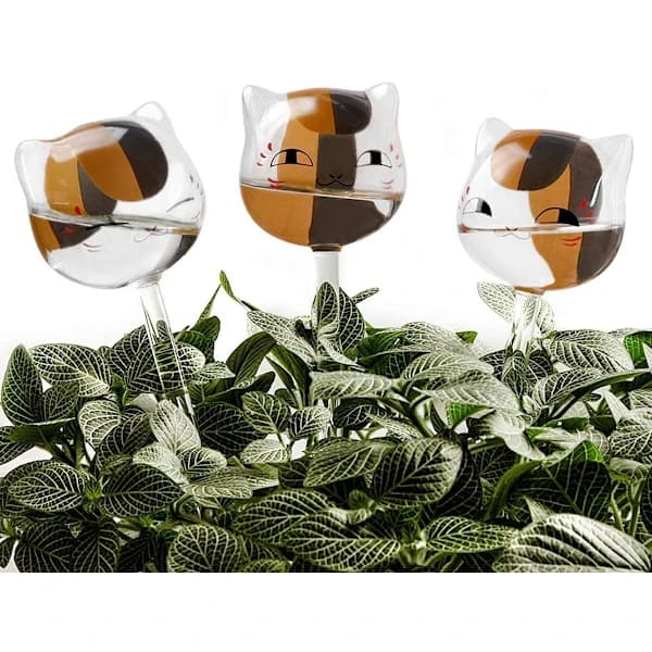 3-pack Automatic Plant Watering Globes, Hand-Blown Clear Glass Drip Irrigation System 1002 1002[CO]