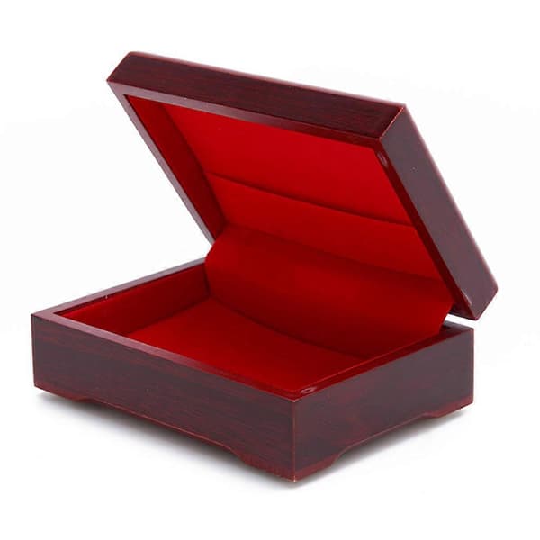 Håndlavet trækasse til spillekort, rød, 10,5 x 7,5 x 4,3 cm, har plads til 2 sæt kort