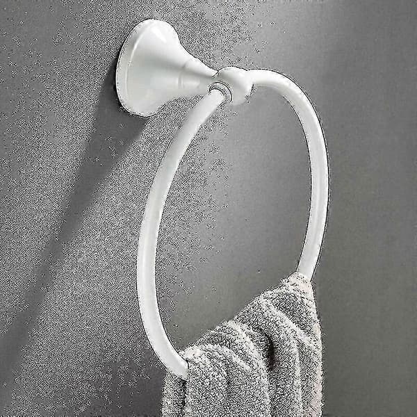 Pyyheteline Kylpyhuone WC Valkoinen Messinki Seinään asennettava Pyöreä Pyyherengas 18 cm
