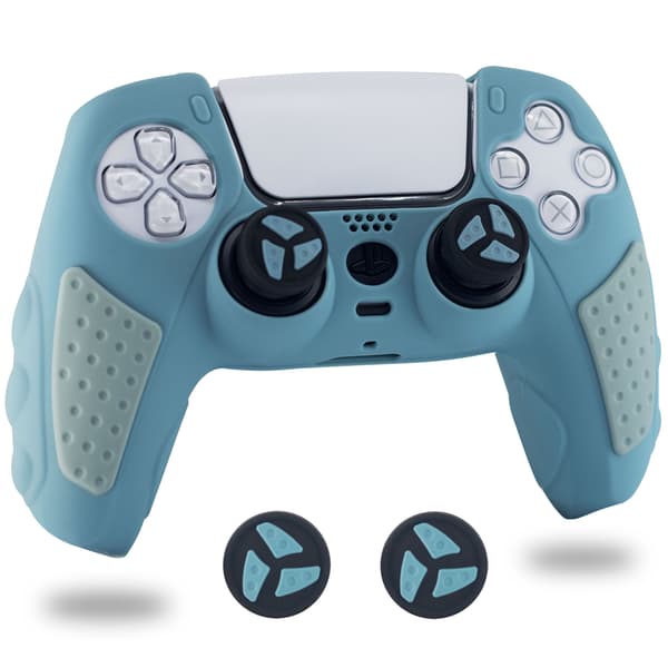 Cute Skin Cover for PS5 Controller, Non-Slip Silicone Protective Rubber Case, Black and Grey Blue