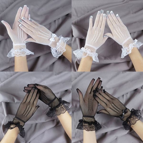 Damehandsker Mesh Net Handsker Blonde Luffer Fuld Finger Blonde Sort stil 2