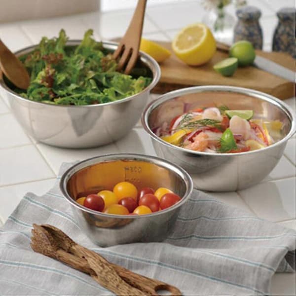 Rustfrie Blandeboller (sett med 5) for Salat Matlaging Baking