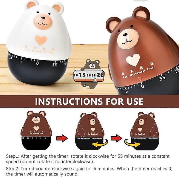 Kitchen Timer, 60 Minute Kitchen Timer Cute Cartoon Animal Timer for Kids Manage Time, Baking and Egg Cooking Timer Countdown Cooking Supplies