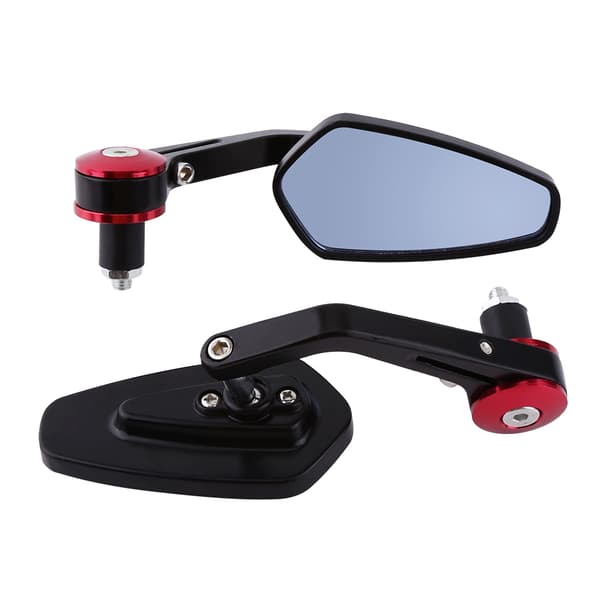 Red Aluminum Motorcycle Rearview Mirrors - Universal 7/8\" Handlebar End