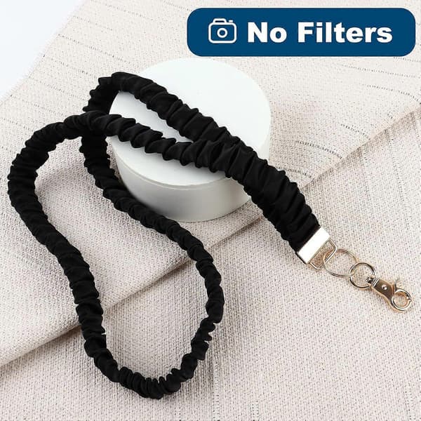 Stretchy Scrunchie Lanyard for ID Badges and Keys, Detachable Retractable Keychain Holder