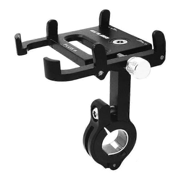 Telefon- og motorstativ, 360 drejelig aluminiumsbatteriholder til 3,5 til 6,2 tommer (sort)