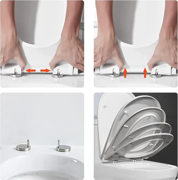 Stainless Steel Hinge Replacement Kit, Toilet Seat Hinges with Expansion Screws, Universal Fixing Kit