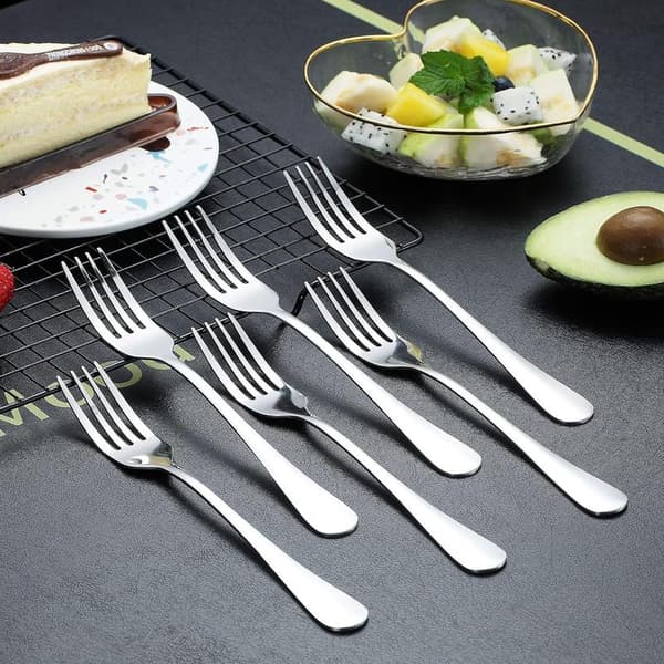 Middagsgafflar 6-pack, bestick i rostfritt stål 20 cm silver, bordsgafflar set om 6