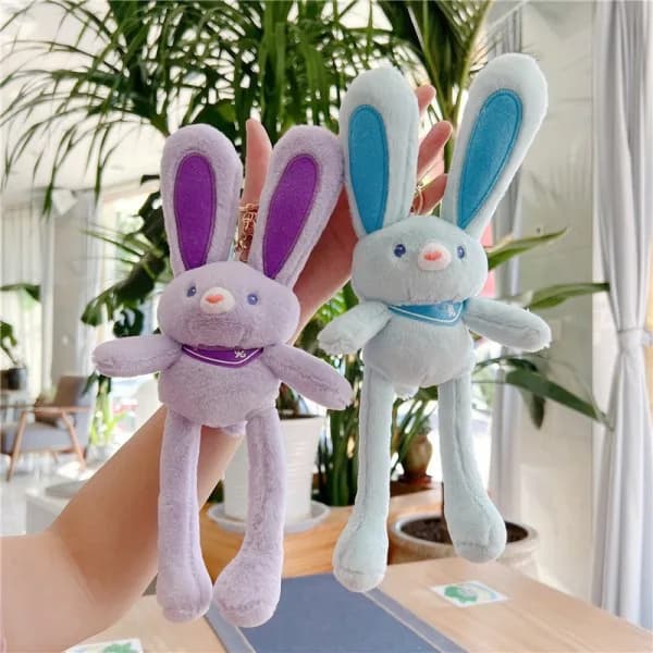 New Long Ears Plush Doll Car Keychain Soft Stuffed Animals Pe A2