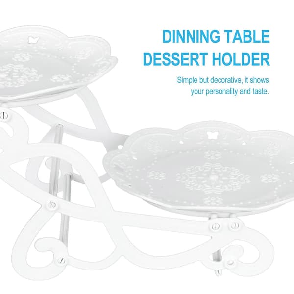 2 sæt dessertstativer Spisebord Dessertstativ 2-lags frugtfad