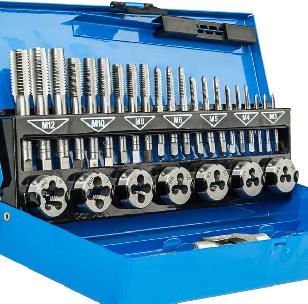 Metric tap and die set with case, 32 pieces