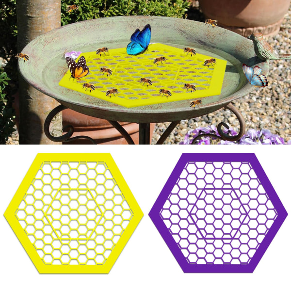 2 kpl kelluvia mehiläissaaria - Värikkäät mehiläisten vesiautomaatit puutarhaan, perhosvesiasemat, mehiläiskylpy pölyttäjille Purple