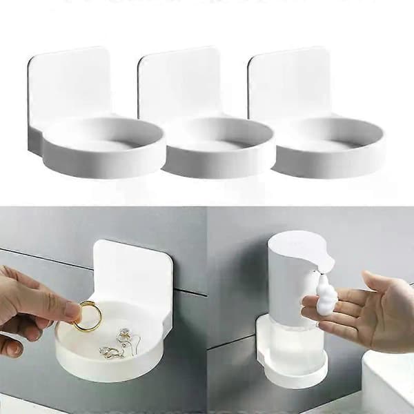 Self-adhesive bottle holder, tray, bathroom storage rack, wall-mounted hand soap dispenser tray, kitchen spice bottle support