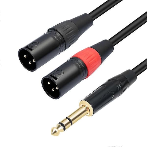 Jack 6,35 mm 1/4 TRS Stereo til Dobbelt XLR Han Lydkabel