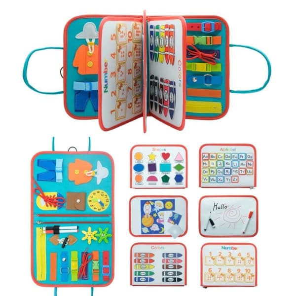 Montessori Felt Activity Board for Early Learning, Backpack and Educational Books for Kids
