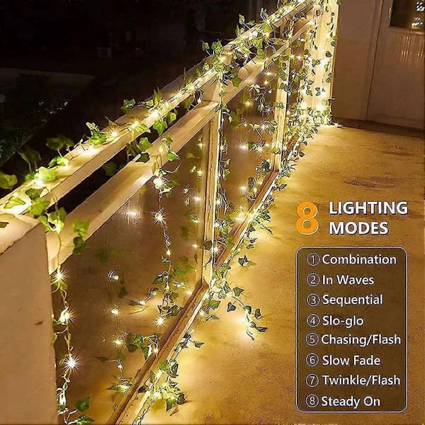 Solar Powered Rattan String Lights Outdoor Rattan Decorative String Lights 2M
