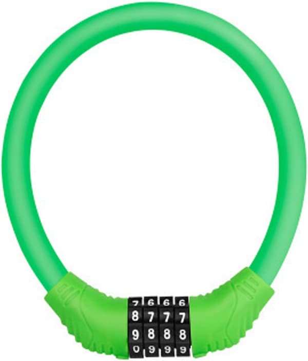 4-Digit Resettable Cable Code Bicycle Lock, Mini Portable Bike Lock, Resettable Cycle Lock, Weatherproof Anti-Theft Bike Lock (Green)