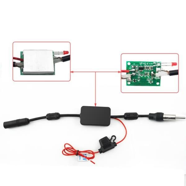 ANT-208 Sort Bilradio Signalforstærker 12 V Auto FM Antenneforstærker