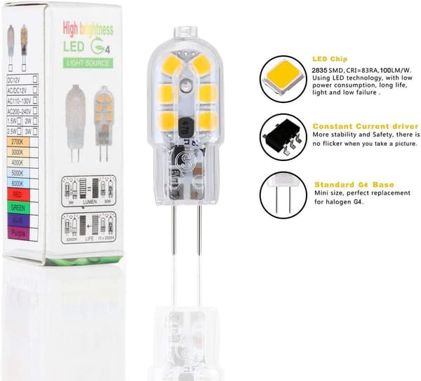 G4 LED-lampa, 5-pack 20W Halogenekvivalent
