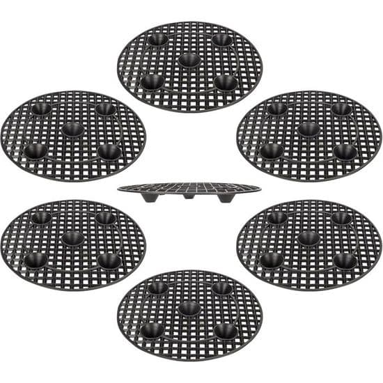 Sæt med 6 robuste, runde, sorte urtepotteskjulere/underskåle, 30 cm / 12 tommer