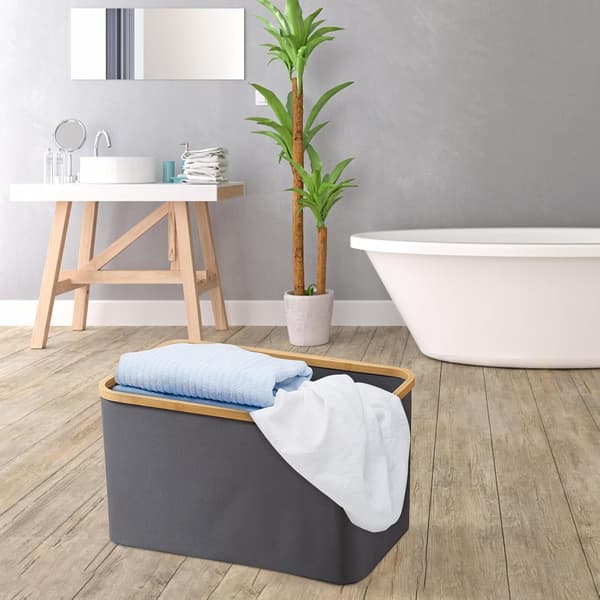 Vikbar Tvättkorg i Bambu 45 x 30 x 24 cm Grå