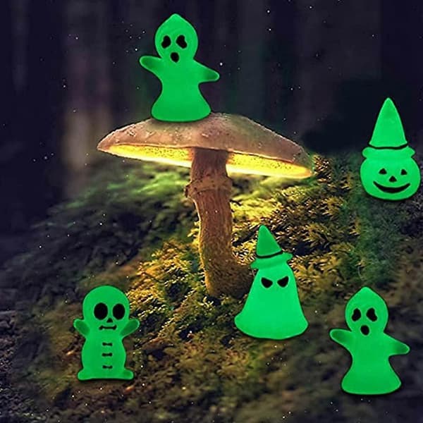 Halloween miniature selvlysende harpiksfigur lysende havedekoration spøgelse