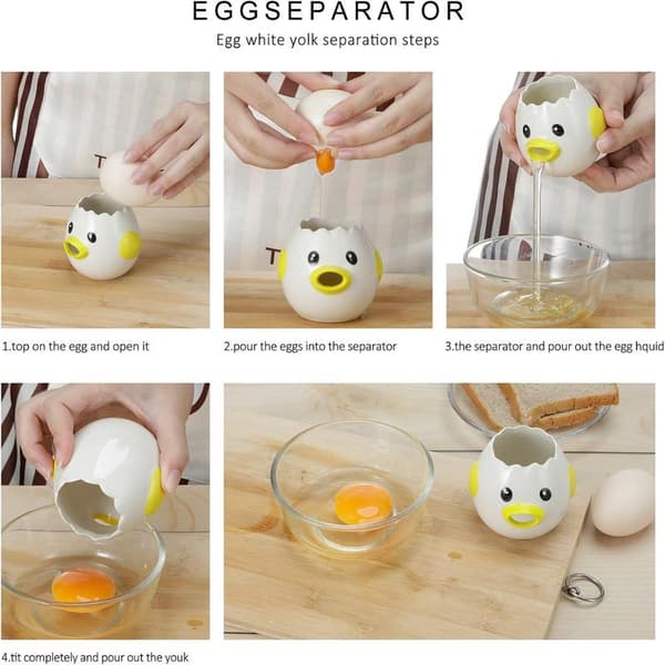 Cartoon Egg Separator Mini Egg White and Yolk Separator Practical and Simple Ceramic Egg Separator Suitable for Kitchen Baking Small Tools (yellow)