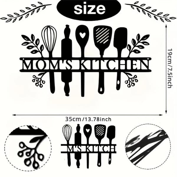 Metal wall decor, openwork wall art with musical notes and guitars, 35 x 19 cm, for kitchen and dining room