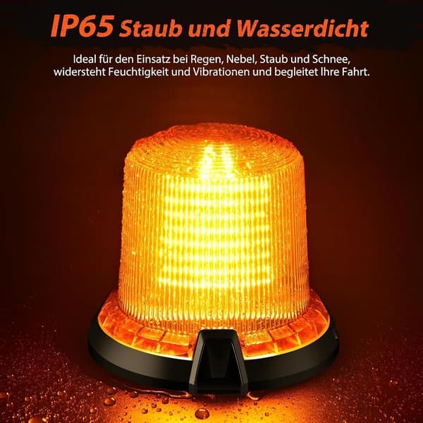 12V/24V LED-roterende advarselslys, 2 blinktilstande, 3m kabel, cigarettænderstik, til lastbil