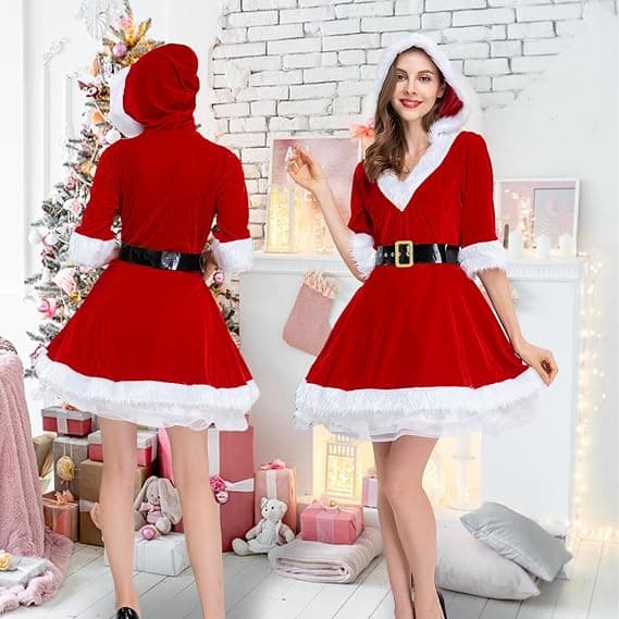 Jule-cosplay-kostyme, dronning-julekjole - Rød - S Red S