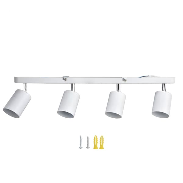GU10 Lamp Holder 4-Head Rotating Ceiling Spotlight, White, for Dining Room Gallery Showcase